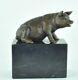 Statue Sculpture Cochon Animalier Style Art Deco Bronze Massif Signe