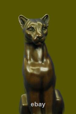 Statue Sculpture Cougar Vie Sauvage Art Déco Style Nouveau Bronze Signé