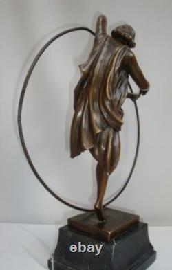 Statue Sculpture Danseuse Cerceau Sexy Style Art Deco Style Art Nouveau Bronze m