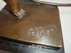 Statue Sculpture Danseuse Cerceau Sexy Style Art Deco Style Art Nouveau Bronze m