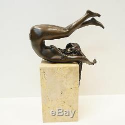 Statue Sculpture Danseuse Nue Sexy Pin-up Style Art Deco Bronze massif