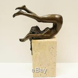 Statue Sculpture Danseuse Nue Sexy Pin-up Style Art Deco Bronze massif