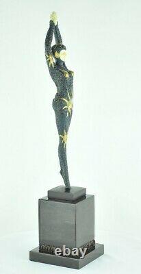 Statue Sculpture Danseuse Pin-up Sexy Style Art Deco Bronze massif Signe