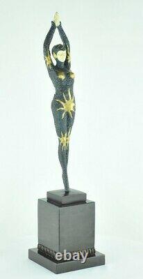 Statue Sculpture Danseuse Pin-up Sexy Style Art Deco Bronze massif Signe