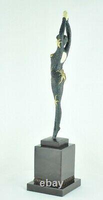 Statue Sculpture Danseuse Pin-up Sexy Style Art Deco Bronze massif Signe