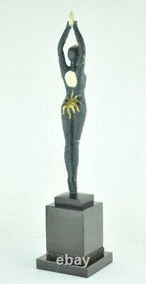 Statue Sculpture Danseuse Pin-up Sexy Style Art Deco Bronze massif Signe