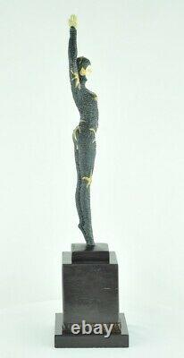 Statue Sculpture Danseuse Pin-up Sexy Style Art Deco Bronze massif Signe