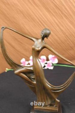 Statue Sculpture Danseuse Sexy Art Déco Style Art Nouveau Style Bronze Fonte