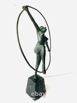 Statue Sculpture Danseuse nue Style Art Deco Art Nouveau Bronze Signée E. Urbain