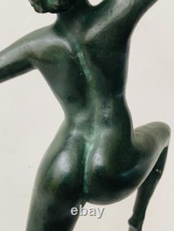 Statue Sculpture Danseuse nue Style Art Deco Art Nouveau Bronze Signée E. Urbain