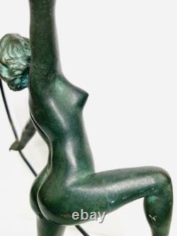 Statue Sculpture Danseuse nue Style Art Deco Art Nouveau Bronze Signée E. Urbain