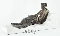 Statue Sculpture Demoiselle Nue Sexy Style Art Deco Bronze massif Signe