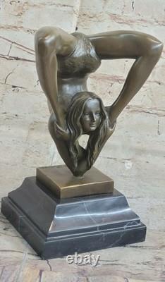 Statue Sculpture Figurine En Bronze De Femme Nue Pratiquant Le Yoga Art Déco