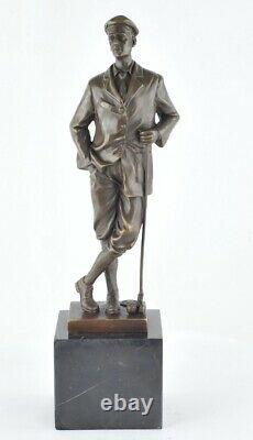 Statue Sculpture Golfeur Golf Style Art Deco Bronze massif Signe