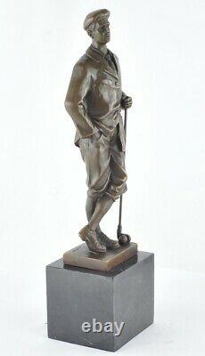 Statue Sculpture Golfeur Golf Style Art Deco Bronze massif Signe