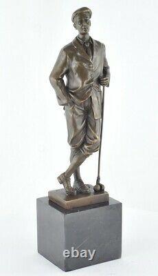 Statue Sculpture Golfeur Golf Style Art Deco Bronze massif Signe