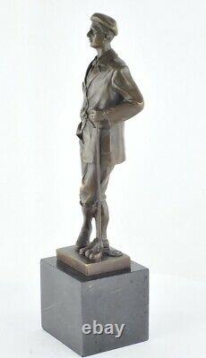 Statue Sculpture Golfeur Golf Style Art Deco Bronze massif Signe