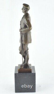 Statue Sculpture Golfeur Golf Style Art Deco Bronze massif Signe