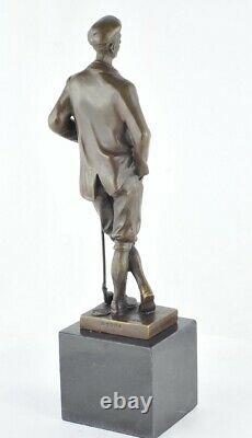 Statue Sculpture Golfeur Golf Style Art Deco Bronze massif Signe