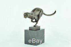 Statue Sculpture Guepard Animalier Style Art Deco Bronze massif Signe