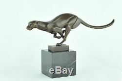 Statue Sculpture Guepard Animalier Style Art Deco Bronze massif Signe