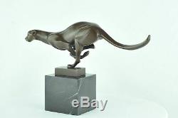 Statue Sculpture Guepard Animalier Style Art Deco Bronze massif Signe