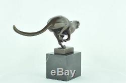 Statue Sculpture Guepard Animalier Style Art Deco Bronze massif Signe