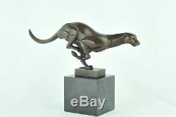 Statue Sculpture Guepard Animalier Style Art Deco Bronze massif Signe