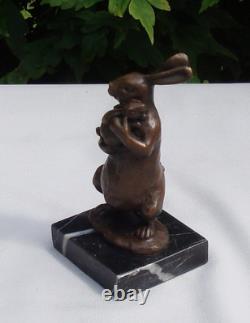 Statue Sculpture Lapin Lievre Animalier Style Art Deco Style Art Nouveau Bronze