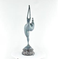 Statue Sculpture Nue Danseuse Acrobate Sexy Style Moderne Style Art Deco Bronze