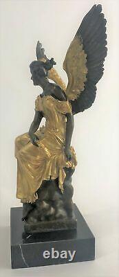 Statue Sculpture Winged Victoire Art Déco Style Art Nouveau Style Bronze Fonte