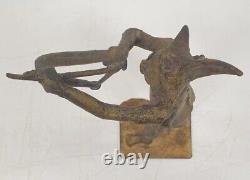 Statue sculpture bronze signé mamadou dlg Dermé Morou Burkina Faso art africain