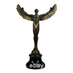 Statue sculpture d'art en métal bronze véritable mythologie grecque Icare sur
