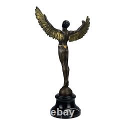 Statue sculpture d'art en métal bronze véritable mythologie grecque Icare sur