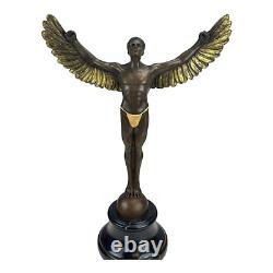 Statue sculpture d'art en métal bronze véritable mythologie grecque Icare sur
