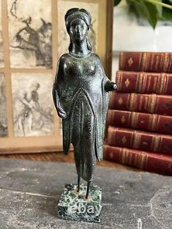 Statuette Bronze & Socle Marbre Sculpture Artemis Art Grec