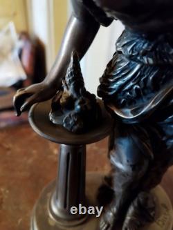 Statuette Souffleuse de Bulles Signée Buzel en Bronze Argenté Art Nouveau