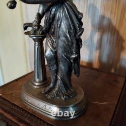 Statuette Souffleuse de Bulles Signée Buzel en Bronze Argenté Art Nouveau