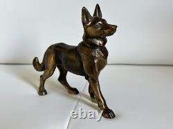 Statuette chien bronze vintage 20? Cm déco art animalier rare