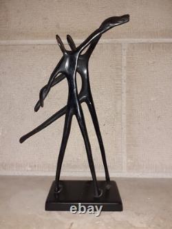 Statuette sculpture bronze duo danseurs art contemporain Moderne 30,5 cm