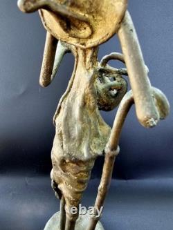 Statuettes Africaines Bronze Massif (x3) Sculpture Art Tribal Artisanat Cire