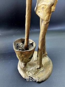 Statuettes Africaines Bronze Massif (x3) Sculpture Art Tribal Artisanat Cire