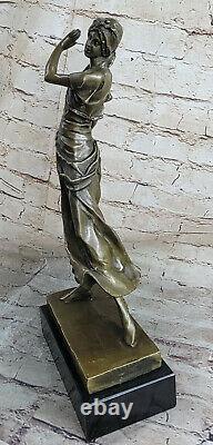 Style Art Nouveau Signée Bronze Gypsy Danseuse Statue Figurine Sculpture De