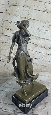 Style Art Nouveau Signée Bronze Gypsy Danseuse Statue Figurine Sculpture De