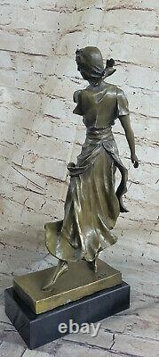 Style Art Nouveau Signée Bronze Gypsy Danseuse Statue Figurine Sculpture De