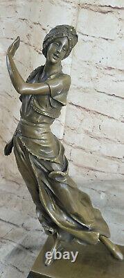 Style Art Nouveau Signée Bronze Gypsy Danseuse Statue Figurine Sculpture De