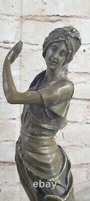 Style Art Nouveau Signée Bronze Gypsy Danseuse Statue Figurine Sculpture De