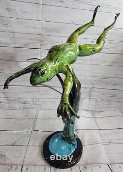 Style Art Nouveau Statue Sculpture Grenouille Faune Déco Bronze Signée