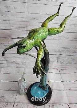 Style Art Nouveau Statue Sculpture Grenouille Faune Déco Bronze Signée