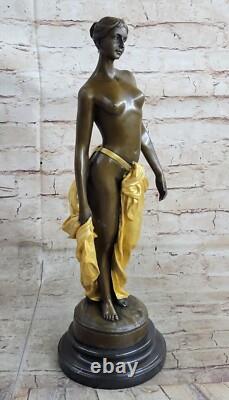 Style Art Nouveau Veille Statue Femme Sirène Chair en Bronze Vénus Sculpture Or